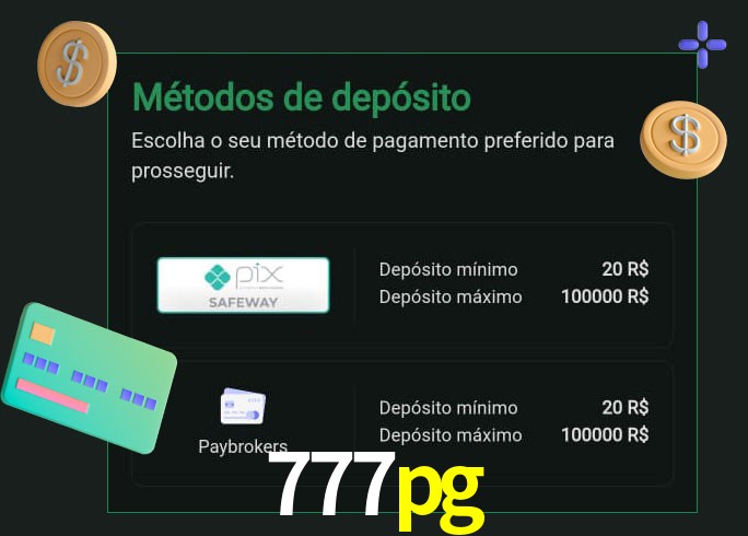O cassino 777pg oferece uma grande variedade de métodos de pagamento